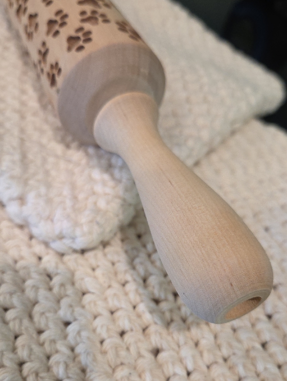 Dog Animal Lover Gift Paw Print Wooden Embossed Rolling Baking Pin - Picture 3 of 6